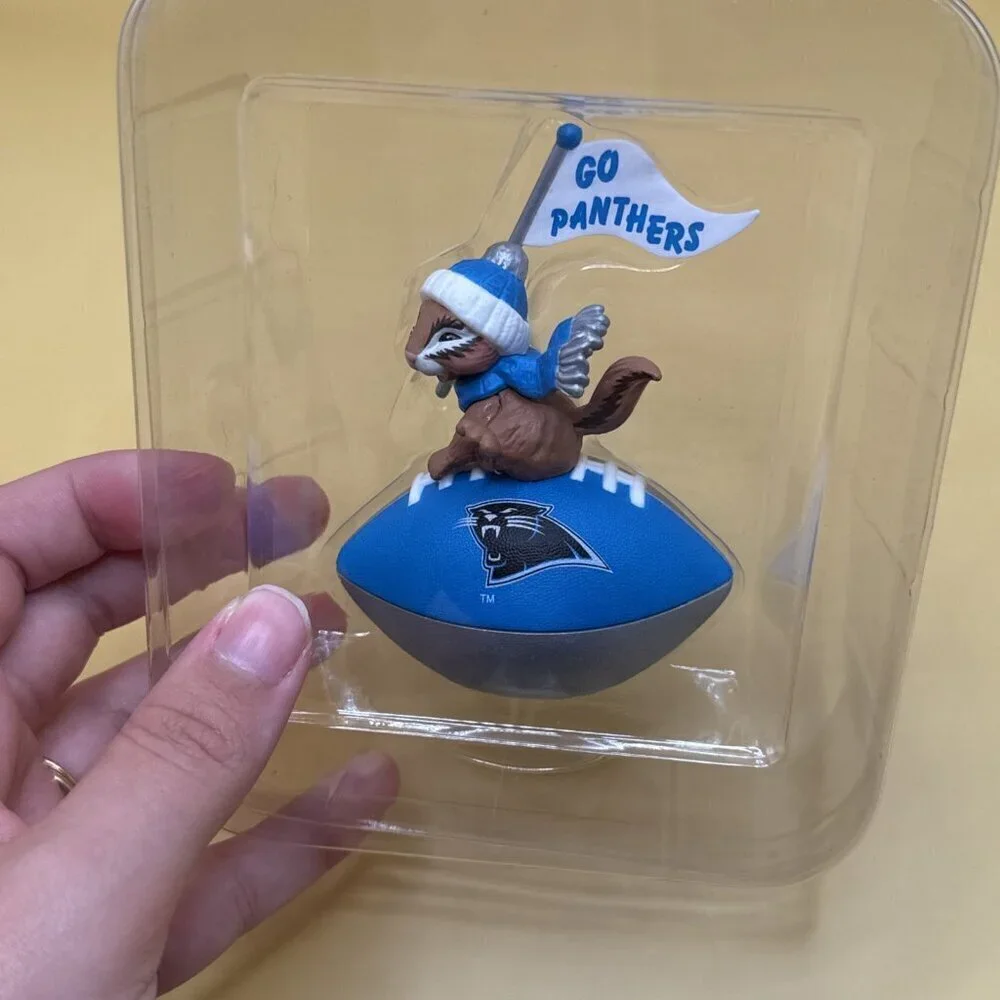 CAROLINA PANTHERS ORNAMENT HALLMARK 1999 CHIPMUNK FOOTBALL NFL TAMMY HADDIX.